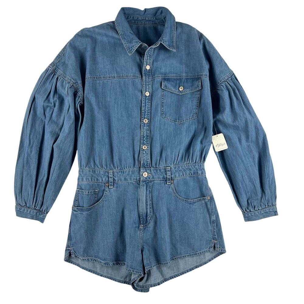Free People WMNS “Zodiac Chambray One-Piece" in Moon Blue SZ M 100% Cotton  NWT